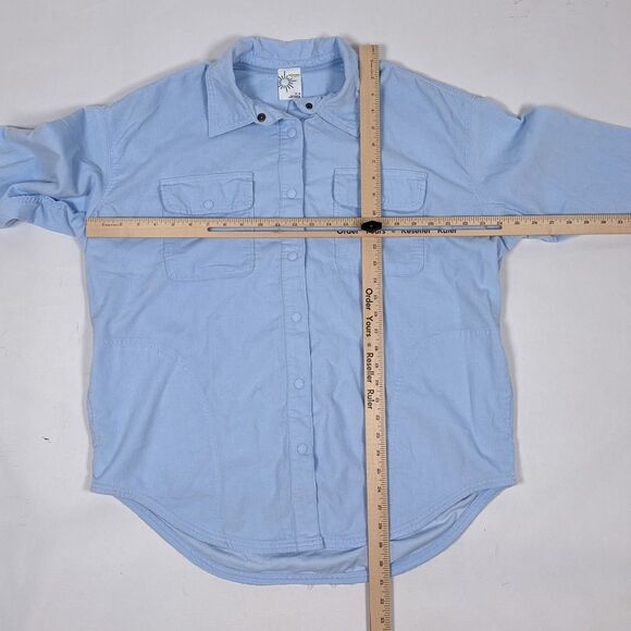 Offline By Aerie Corduroy Shirt Medium Blue Oversized Snap Button Up Shacket - Picture 8 of 10